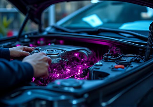 Meccanico esperto al lavoro su una centralina auto